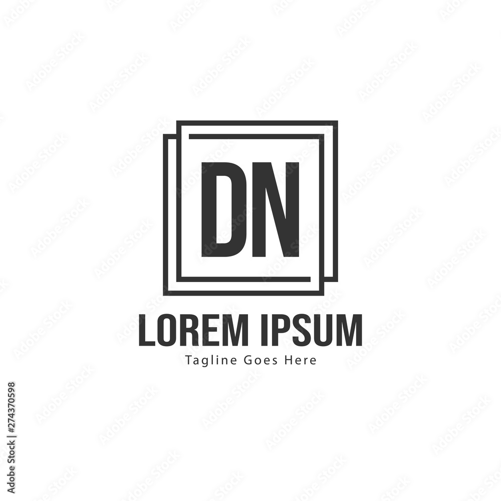 Initial DN logo template with modern frame. Minimalist DN letter logo vector illustration