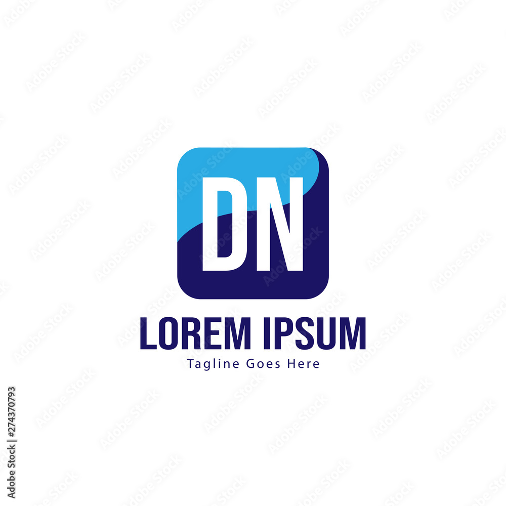 Initial DN logo template with modern frame. Minimalist DN letter logo vector illustration