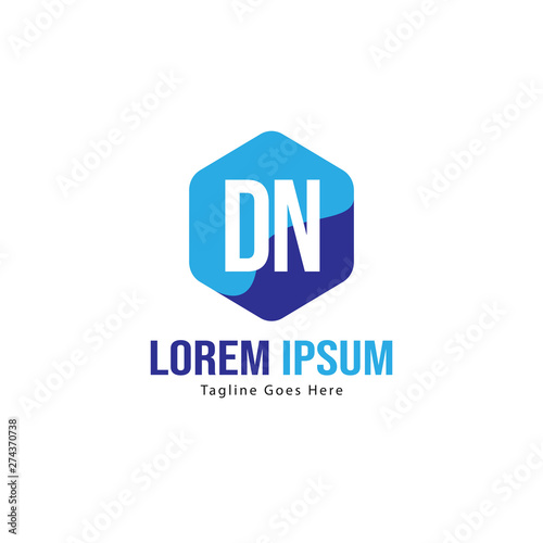 Initial DN logo template with modern frame. Minimalist DN letter logo vector illustration