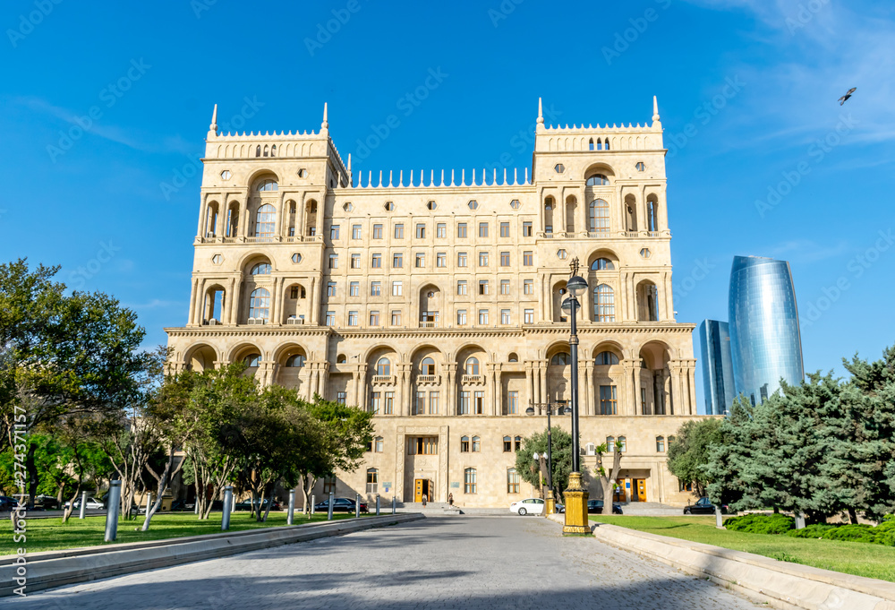 Baku, Azerbaijan - May 22, 2019: Government`s House on Freedom square