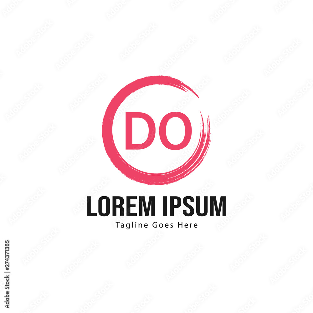 Initial DO logo template with modern frame. Minimalist DO letter logo vector illustration