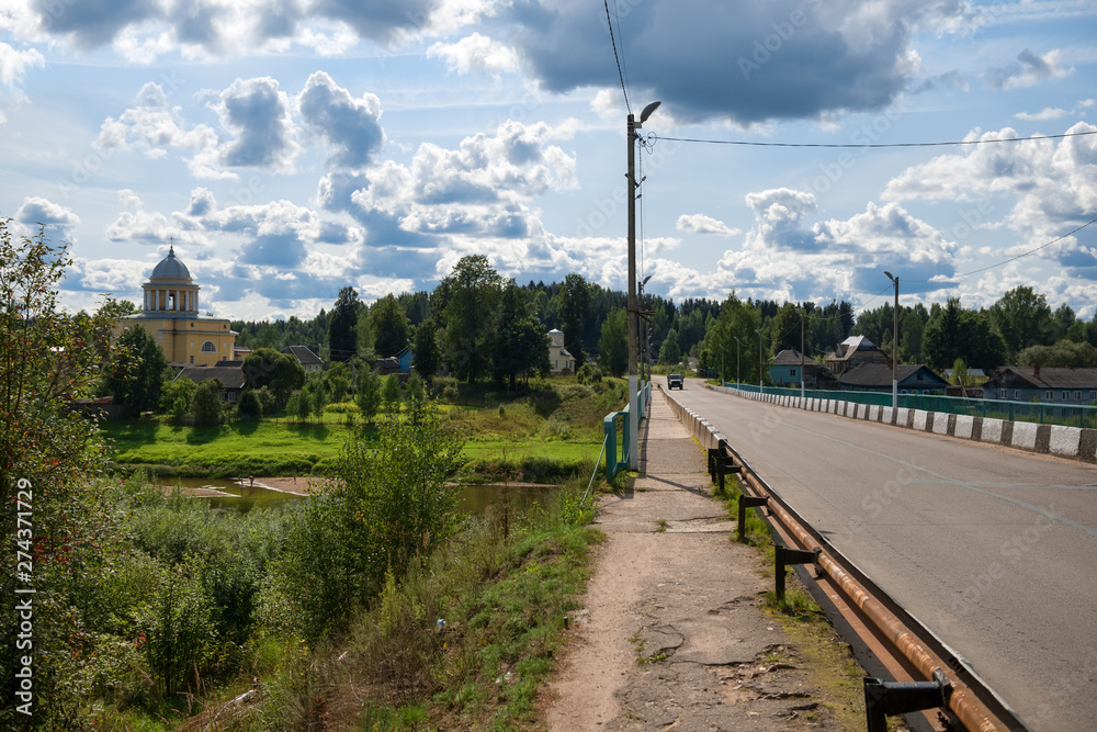 Bridge across the Msta River between the villages of Lyubytino and Bor, Lyubytinsky District, Novgorod Region, Russia
