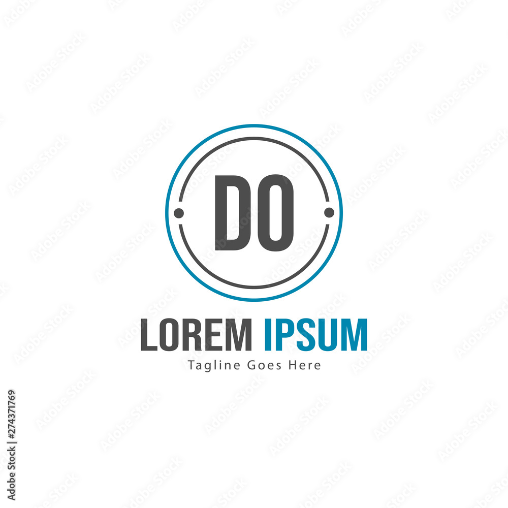 Initial DO logo template with modern frame. Minimalist DO letter logo vector illustration