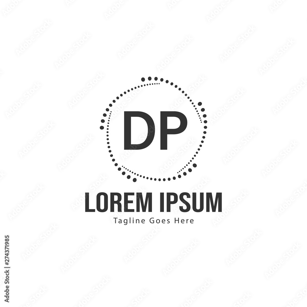 Initial DP logo template with modern frame. Minimalist DP letter logo vector illustration