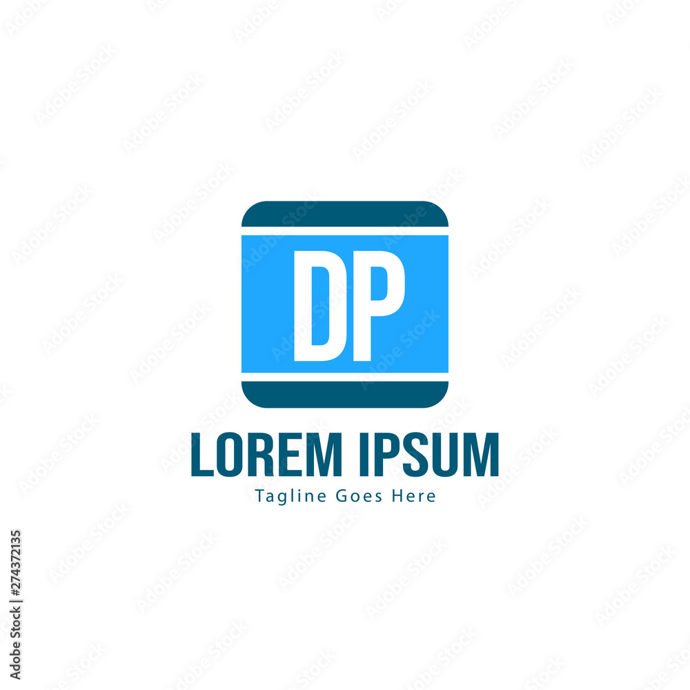 Initial DP logo template with modern frame. Minimalist DP letter logo vector illustration