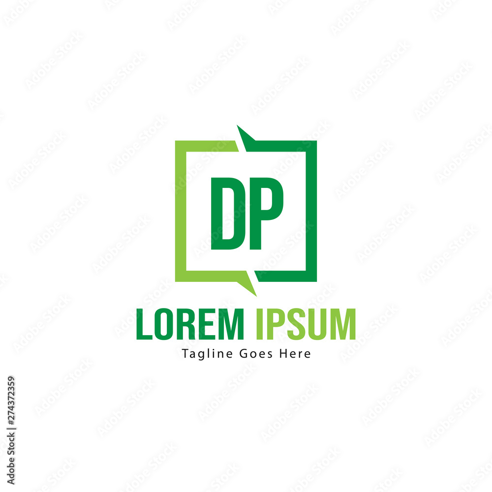 Initial DP logo template with modern frame. Minimalist DP letter logo vector illustration