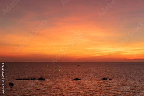 Stunning colorful sunset view in Vietnam, Phu Quok, March, 2019, 