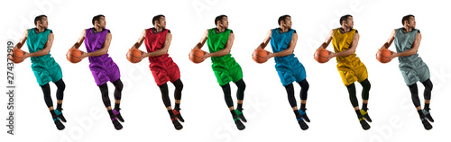 Man basketball player. Multicolored image