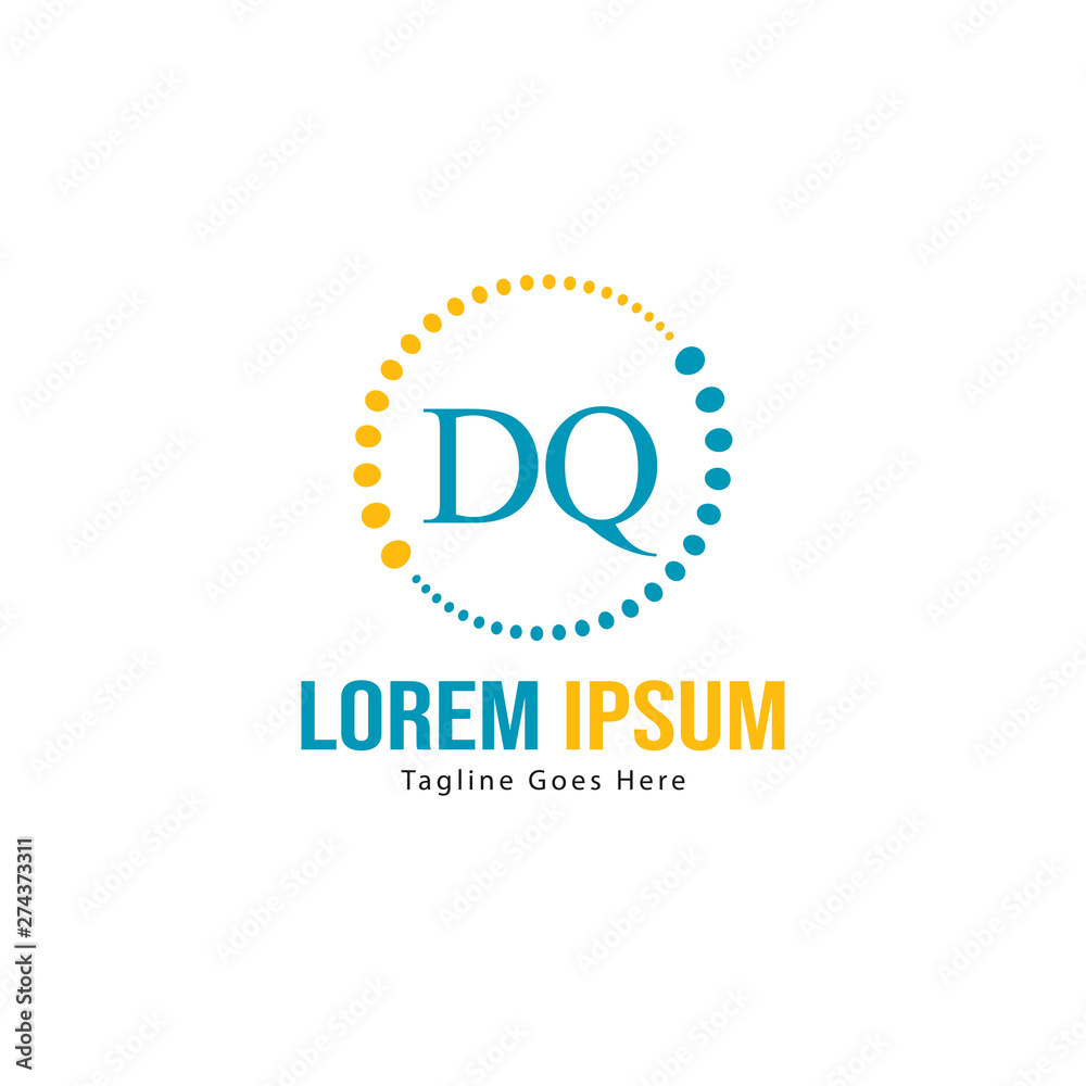 Obraz premium Initial DQ logo template with modern frame. Minimalist DQ letter logo vector illustration