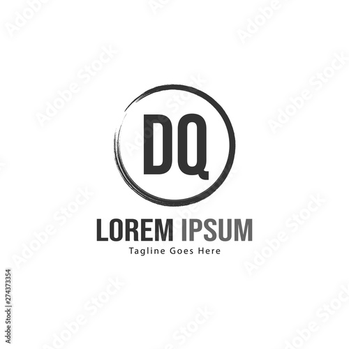 Initial DQ logo template with modern frame. Minimalist DQ letter logo vector illustration