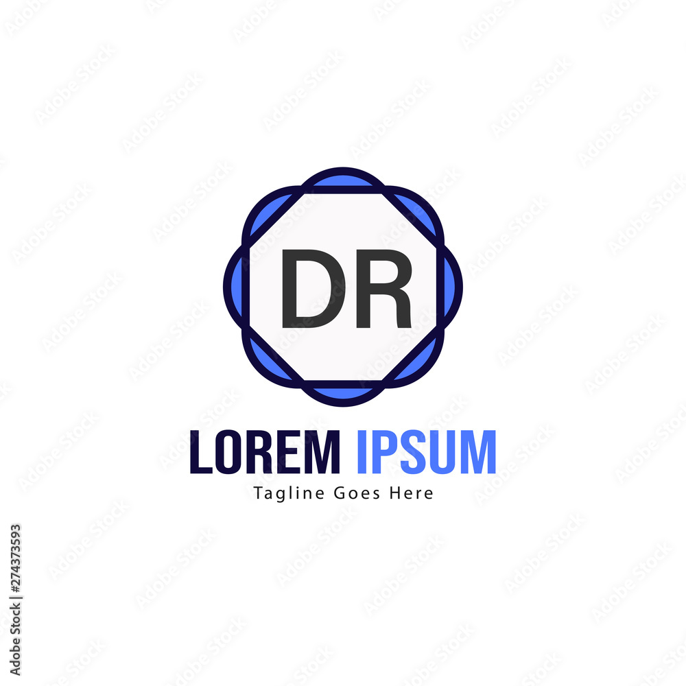 Initial DR logo template with modern frame. Minimalist DR letter logo vector illustration Initial DR logo template with modern frame. Minimalist DR letter logo vector illustration