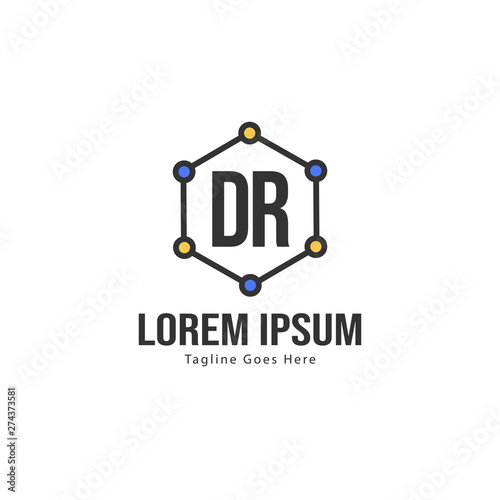 Initial DR logo template with modern frame. Minimalist DR letter logo vector illustration