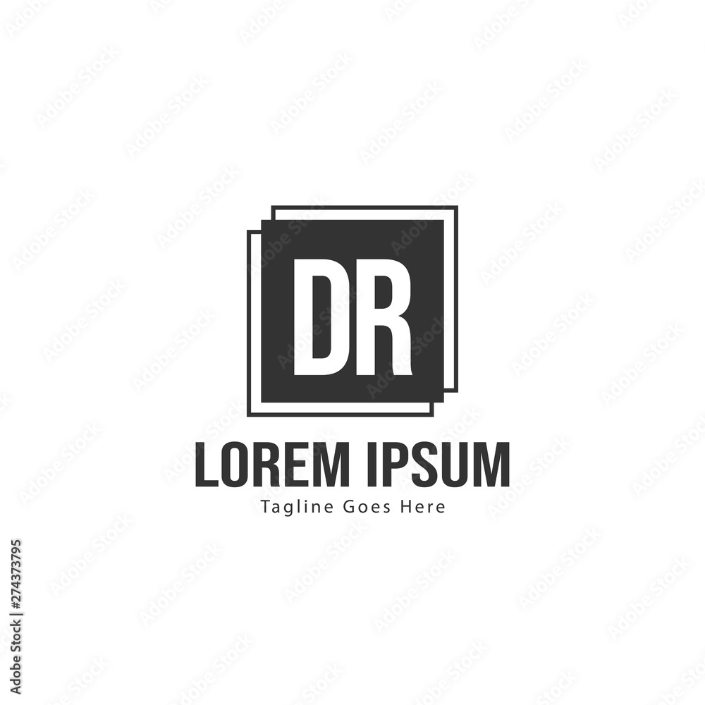 Initial DR logo template with modern frame. Minimalist DR letter logo vector illustration