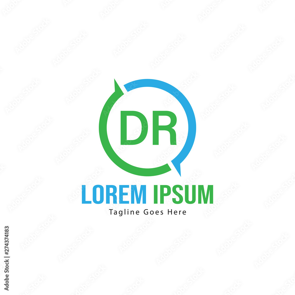 Initial DR logo template with modern frame. Minimalist DR letter logo vector illustration Initial DR logo template with modern frame. Minimalist DR letter logo vector illustration
