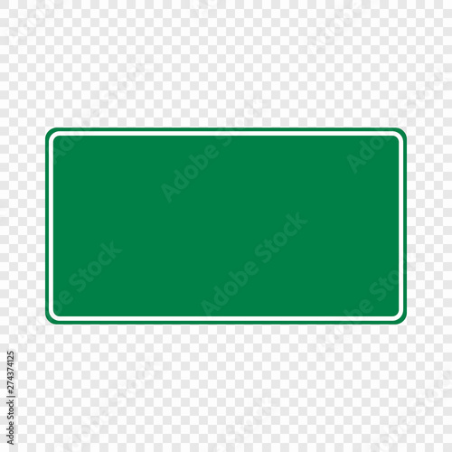 Blank green traffic road sign