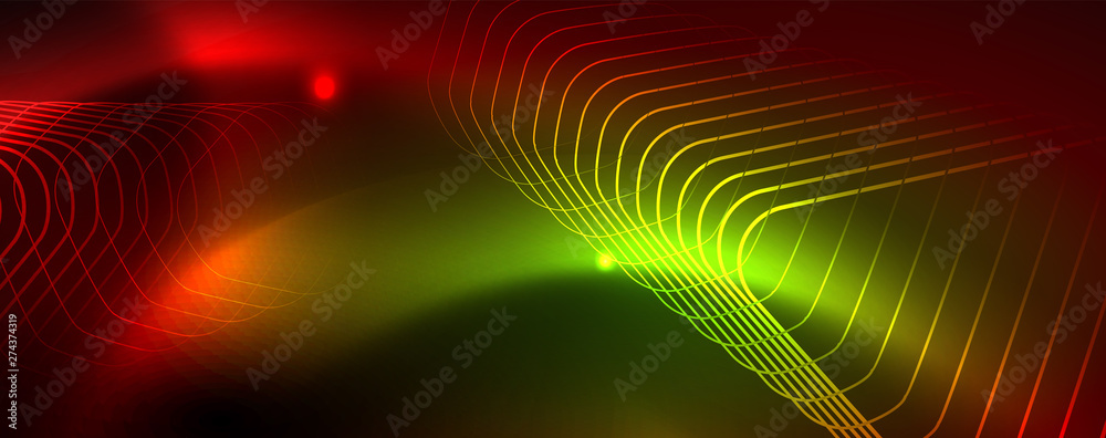 Neon glowing techno lines, hi-tech futuristic abstract background template, vector Neon glowing techno lines, hi-tech futuristic abstract background template, vector