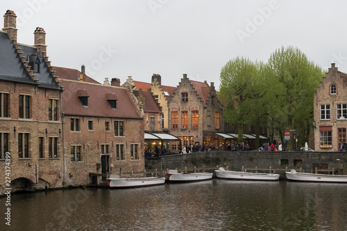 Brugge streets and Architecture with canals and historical buildings. Popular touristic destination of Belgium. Brugge, Belgium