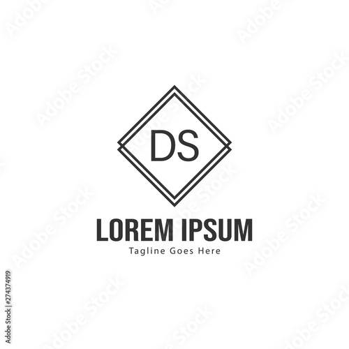 Initial DS logo template with modern frame. Minimalist DS letter logo vector illustration