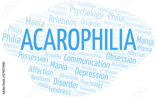 Acarophilia word cloud. Type of Philia.