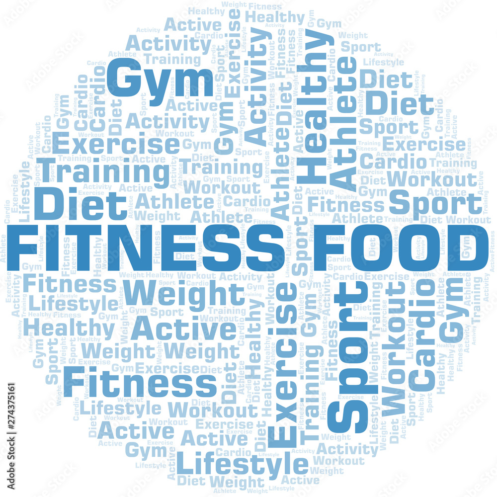 Fitness Food word cloud. Wordcloud made with text only.