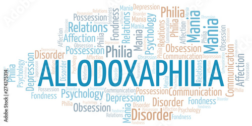 Allodoxaphilia word cloud. Type of Philia.