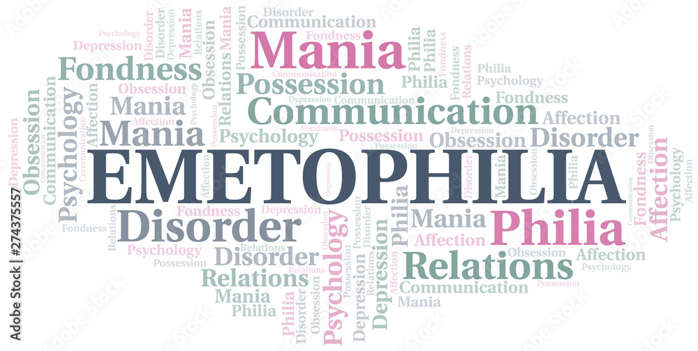 Emetophilia word cloud. Type of Philia.