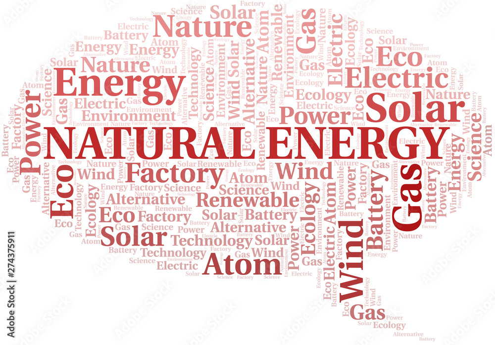 Natural Energy word cloud. Wordcloud made with text only.
