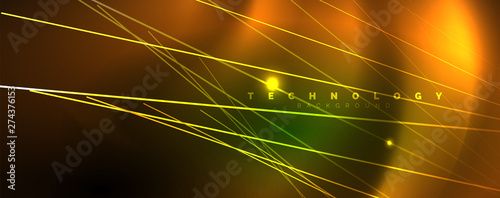 Vector neon light lines concept, abstract background