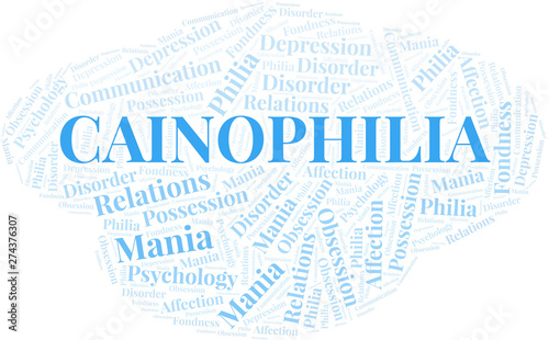 Cainophilia word cloud. Type of Philia.