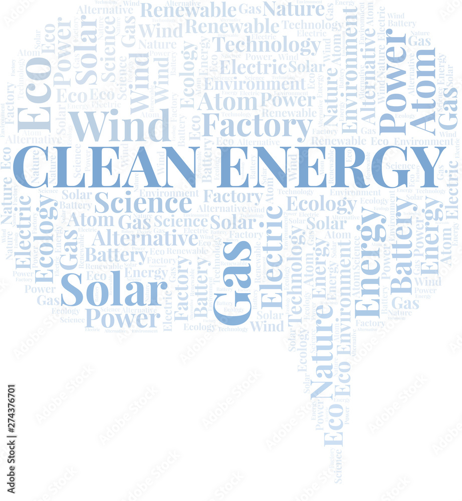 Fototapeta premium Clean Energy word cloud. Wordcloud made with text only.