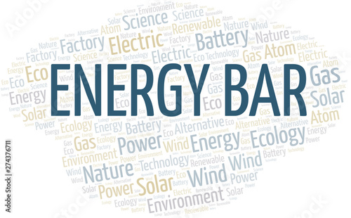 Energy Bar word cloud. Wordcloud made with text only.