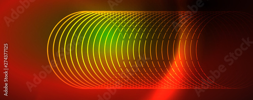 Shiny neon lines template - northern lights glowing blur lines. Futuristic style glow neon 80s disco club or night party techno template