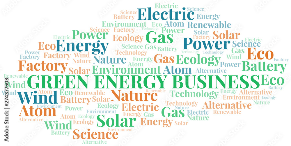 Fototapeta premium Green Energy Business word cloud. Wordcloud made with text only.