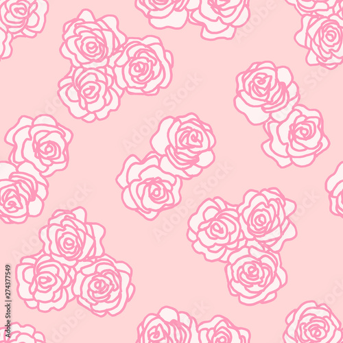 Seamless pattern with delicate pink flowers. Cute pattern for wedding cards decor, Wallpaper, website design.