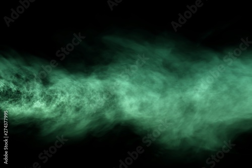 Beautiful 3D illustration of mystic dark line of smoke isolated on black background