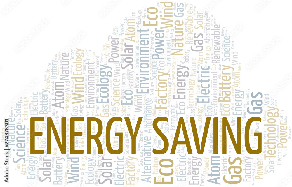 Obraz premium Energy Saving word cloud. Wordcloud made with text only.