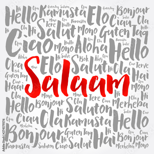 SALAAM (Hello Greeting in Persian,Farsi) word cloud in different languages of the world