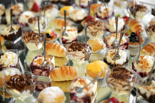 Selection of freshly baked pastries on a buffet