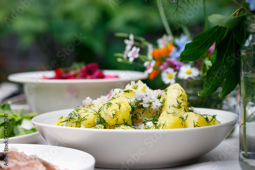 Swedish potato salad traditionaly served at midsummer party