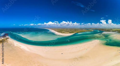 Obraz na płótnie Drone view of Elliott Heads Beach and River, Queensland, Australia