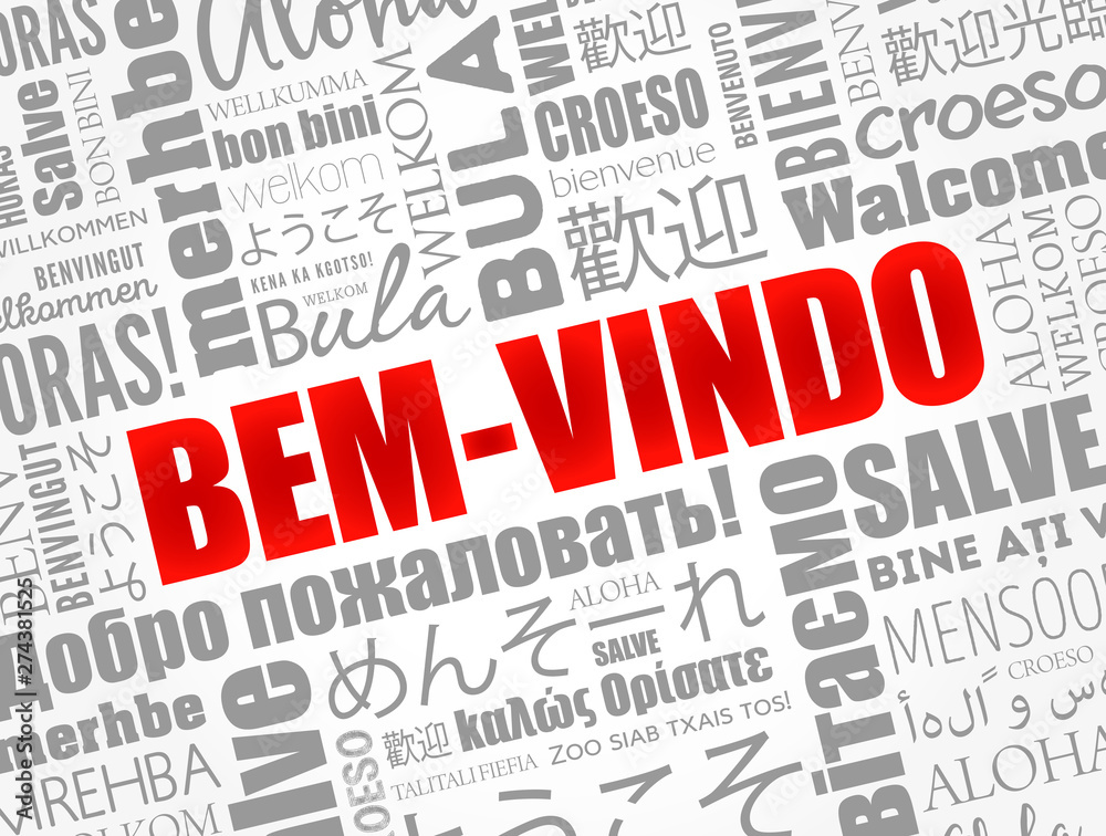 Bem-Vindo (Welcome in Portuguese) word cloud in different languages