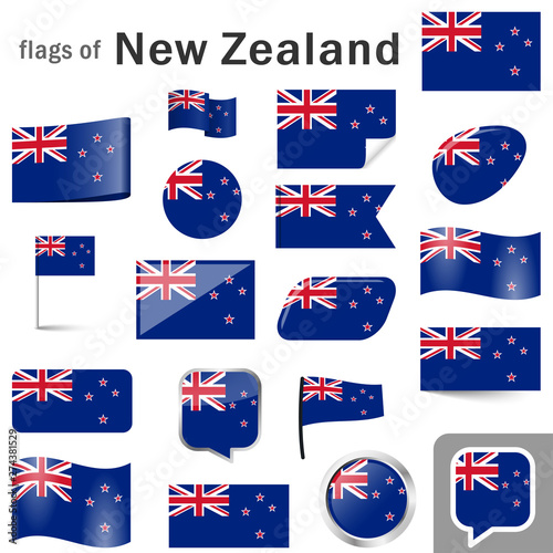 flags with country colors of New Zealand