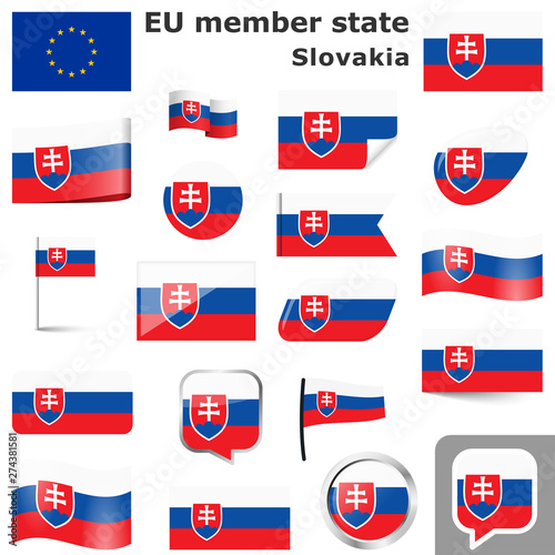 flags with country colors of Slovakia