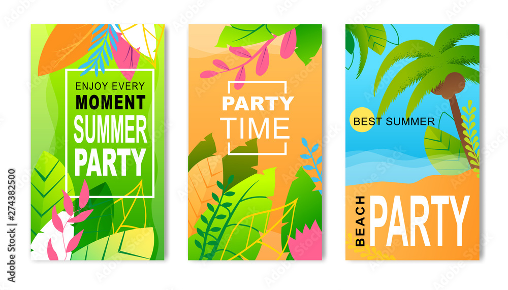 Fototapeta Advertising Flyers Set Inviting to Summer Party