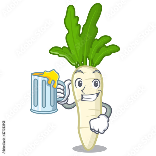 With juice radish white in a cartoon basket