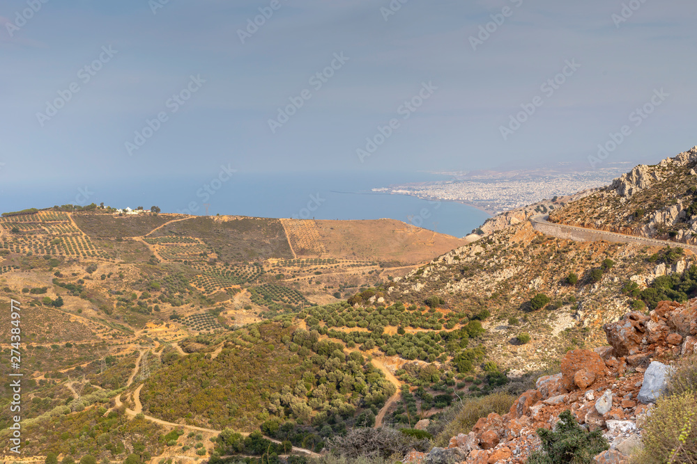 View of the bay and farmland from a height