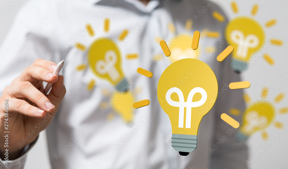 Bright idea in hand concept design art. Bright idea in hand concept design art.