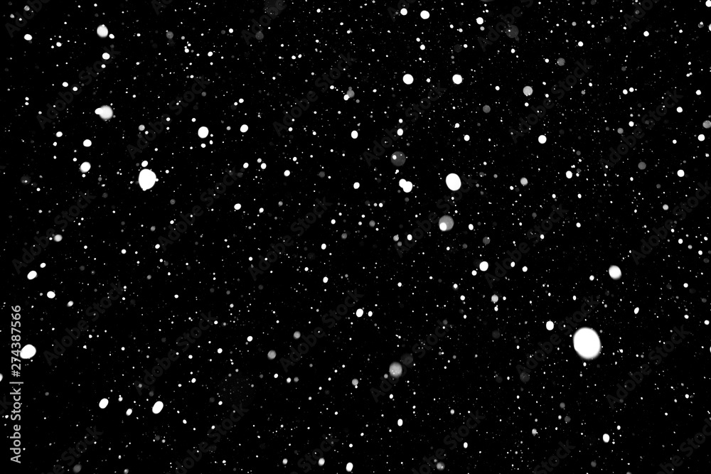 Snow On A Black Background Snowfall White Spots On A Black Background