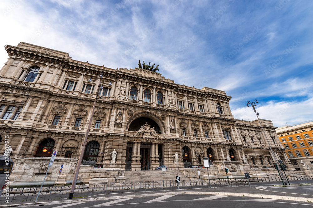 Supreme Court of Cassation palace 1889-1911 (Corte Suprema di Cassazione - italian). Palace of Justice in Piazza Cavour (Town square), Rome downtown, Latium, Italy, Europe