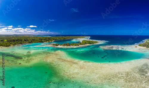 Drone aerial view of Erakor Island, Vanuatu, near Port Vila © Martin Valigursky
